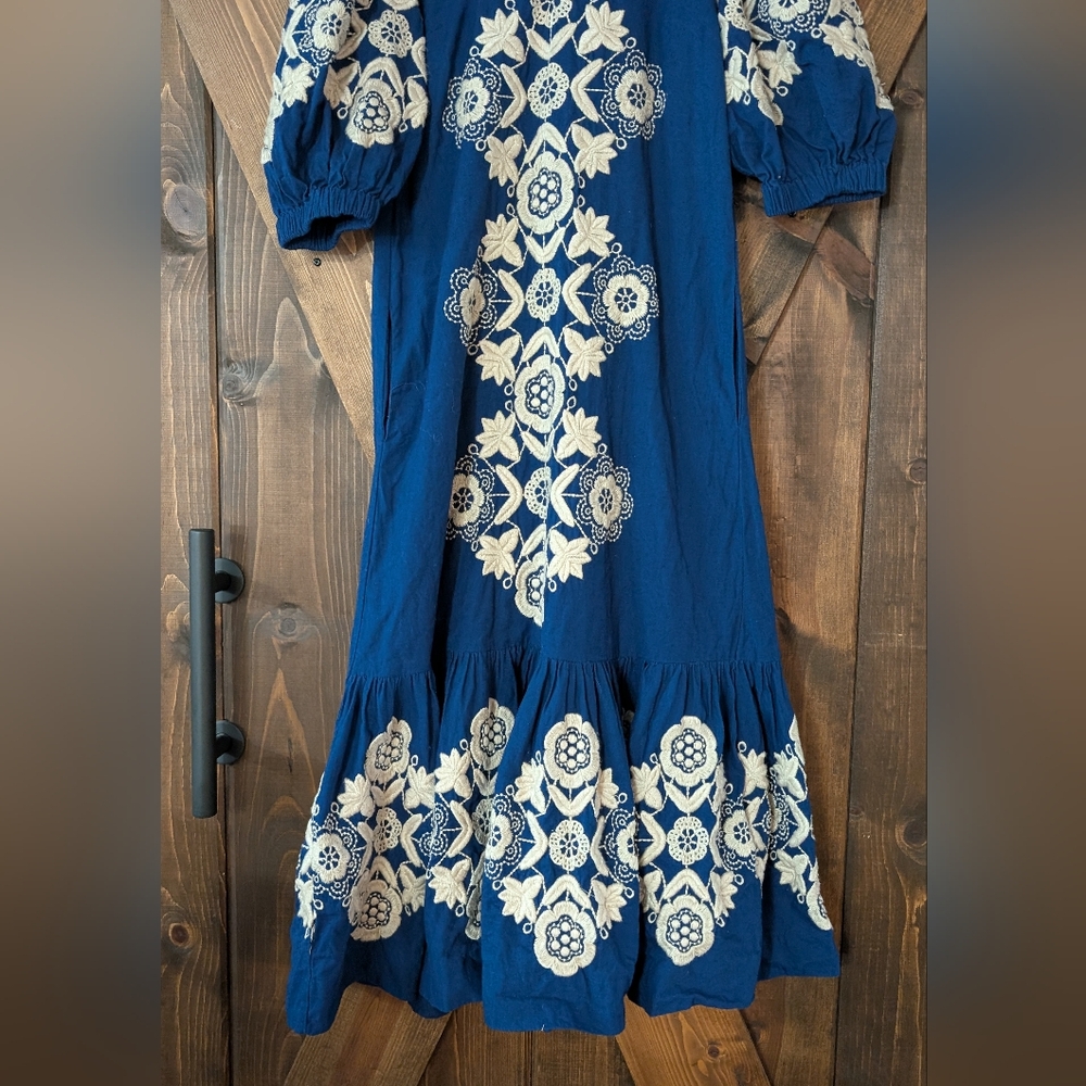 Sea New York Navy Dress with Cream Embroidery - Picture 3 of 8